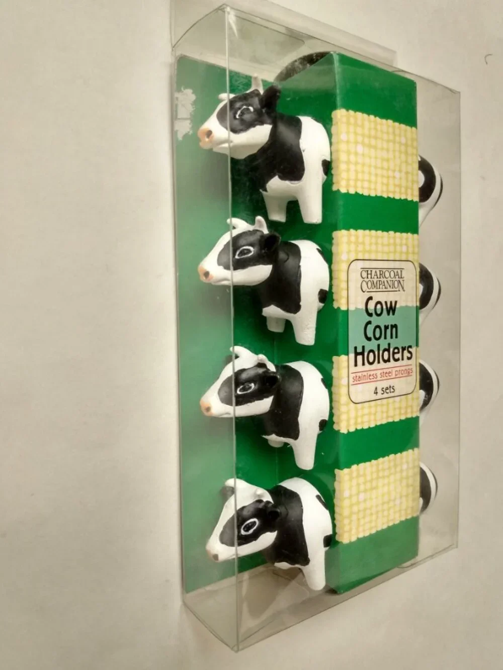 Charcoal Companion Set of 8 Cow Corn Cob Holders Stainless Steel Prongs New NIP